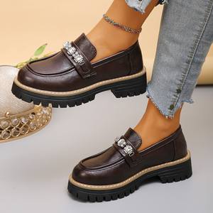 أحذية لوفرز بريطانية الطراز بمقاسات أوروبية، سهلة الارتداء، بنعل مطاطي سميك، أحذية منخفضة الارتفاع بطبقة واحدة، خريف <span class=keywords><strong>2025</strong></span>، تصميم عابر للحدود - Product Image 1