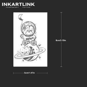 <span class=keywords><strong>Tatuaggio</strong></span> Semipermanente Impermeabile di Alta Qualità con Design Personalizzato di <span class=keywords><strong>Orso</strong></span> Astronauta e Pianeta, Succo di Frutta Naturale - Product Image 4