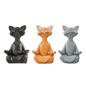 Figurine de <span class=keywords><strong>chat</strong></span> <span class=keywords><strong>Bouddha</strong></span>, méditation, yoga, objet de collection, décoration de <span class=keywords><strong>chat</strong></span> heureux, sculptures d'art, statues de jardin - Product Image 1