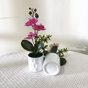 Nuovo <span class=keywords><strong>Bonsai</strong></span> di Phalaenopsis a Tre Fiori in Vaso Dritto 26x13cm, Pianta Verde per Interni/Esterni, Decorazione Semplice per Casa e Festività - Product Image 3