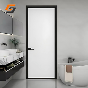 Puerta abatible interior personalizada moderna GS, puerta de aluminio de vidrio para baño para casa - Product Image 1