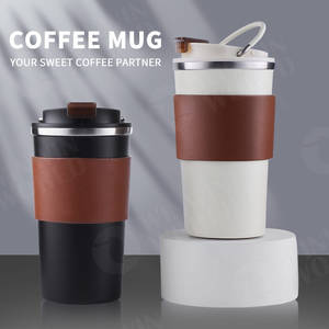 Tasse à café réutilisable avec revêtement céramique, couvercle et poignée, mug à café isolé en acier inoxydable, gobelet à café à double paroi pour les voyages - Product Image 3
