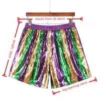 Südamerikanische Mardi Gras Hose Pailletten Kurze Partyhose Grün-Gold Gestreift Locker Sitzende Unisex-Hose für Karnevalsparty