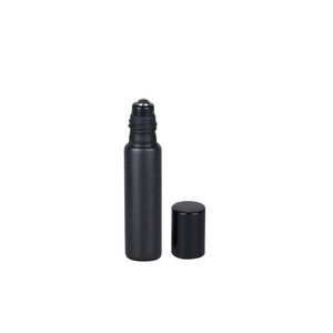 Factory Direct Sale <b>10ml</b> Black Glass Roll on <b>Bottle</b> with Stainless Roller - Product Image 1
