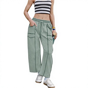 Custom Embroidery Oversized Women Baggy Sweatpants Heavyweight Premium Cotton Fleece Custom Design And Logos Women <b>Trousers</b> - Product Image 6