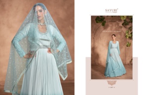 Heavy Real Georgette & Chinon Anarkali vestido con bordado de secuencia Stich trabajo vestido de novia para venta de exportación - Product Image 3