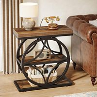 Table console moderne convertible pour salon, gain de place, table en métal noir durable, étagère à 3 niveaux pour rangement, table d'appoint en bois