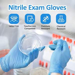 Gants en nitrile jetables bleus et blancs de qualité alimentaire pour examen médical et réparation automobile, sans poudre, boîte de 100 pièces - Product Image 6