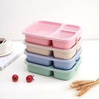 Boîtes de rangement de cuisine Syh664, boîtes à bento, conteneurs à déjeuner en paille de blé avec séparateurs, assiette de pique-nique rectangulaire, couvercle de rangement alimentaire