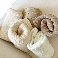 Couverture d'emmaillotage pour bébé en coton tricoté uni 100% Luxe, jeté de lit pour tout-petit, couverture de poussette, couette de berceau, cadeau