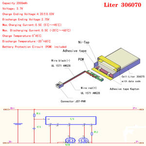 3.7 V 306070 Lithium Polymeer Batterij 2000Mah Oplaadbare Batterijen Schat Navigatie Tablet Telefoon Met XH2.54 - Product Image 3