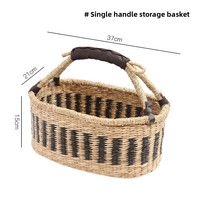 Panier multifonction en jonc de mer tressé à la main Kingwillow Vintage Luxury avec éléments africains, écologique pour la maison, l'hôtel et le jardin