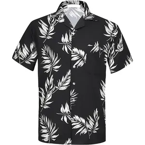 Venda quente popular de botões para férias com estampas personalizadas de algodão havaiano Aloha camisas