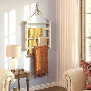 Porte-serviettes mural en bois, design rustique, étagère de rangement pour salle de bain et cuisine, capacité de 5 kg, BH 022 - Product Image 3