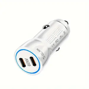 OEM 60w Quick Charge Phone Pd 2 Ports Car Cigrate Lighter DC 12 V 24 V Power Adapter Dual 30 Watts Usb Cable Type-c Car Charger