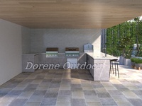 Cuisine extérieure scandinave minimaliste, armoire de cuisson modulaire, unité adaptée aux intempéries pour la construction d'un espace de vie en plein air