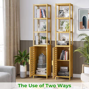 Gabinete de Almacenamiento de Bambú Resistente a la Humedad para Debajo del Fregadero, con Estantes Abiertos y Organizador para Espacio Trasero de la Puerta - Product Image 5