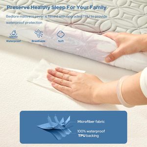 Protège-<span class=keywords><strong>matelas</strong></span> matelassé imperméable de qualité supérieure, anti-acariens, anti-urine, blanc, gris, beige, bleu - Product Image 2