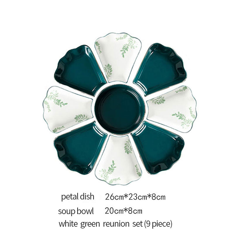 Conjunto de reunión blanco verde (9 piezas)