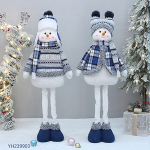 <b>Christmas</b> Snowman Telescopic Length Xmas Standing Plush Figurine Home Holiday Xmas <b>Gifts</b> Decorations - Product Image 6