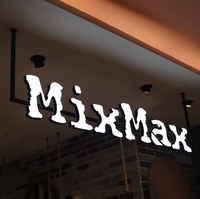 Enseigne de magasin 3D en acrylique personnalisée avec éclairage extérieur et lettres de logo sur le devant