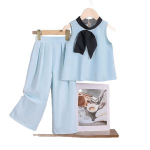 Traje informal <span class=keywords><strong>de</strong></span> estilo coreano <span class=keywords><strong>para</strong></span> niños, chaleco <span class=keywords><strong>de</strong></span> cuello redondo <span class=keywords><strong>de</strong></span> 6 años, Top + Pantalones sueltos, trajes <span class=keywords><strong>para</strong></span> <span class=keywords><strong>niñas</strong></span>, <span class=keywords><strong>ropa</strong></span> <span class=keywords><strong>de</strong></span> <span class=keywords><strong>verano</strong></span> <span class=keywords><strong>para</strong></span> niños, conjuntos - Product Image 6