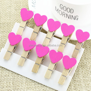 Clips de madera de amor de corazón de 35mm, clavija de papel fotográfico, pasatiempos DIY, manualidades para niños, Clips artesanales para pared de fotos - Product Image 2