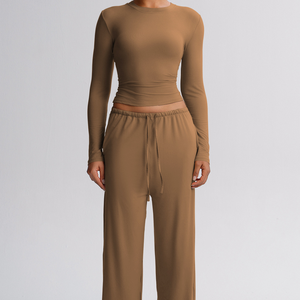 Conjunto deportivo de manga larga con cintura alta y elástico, chándal ligero para correr - Product Image 6