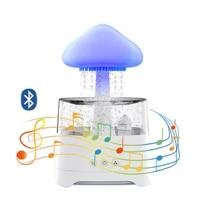 新款CE ROHS音乐播放器彩色夜光蘑菇水雨滴雨云加湿器带扬声器超声波除雾器