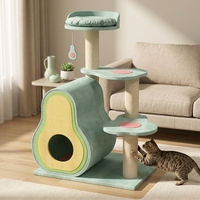 Arbre à chat en forme d'avocat en carton, avec poteaux en corde de sisal, trois plateformes et baldaquin rembourré - Vente en gros, OEM/ODM disponible