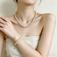 Ensemble collier et bracelet en perles baroques naturelles de qualité AAA de 6 mm plaqué or 40 cm, bijoux de mode unisexe