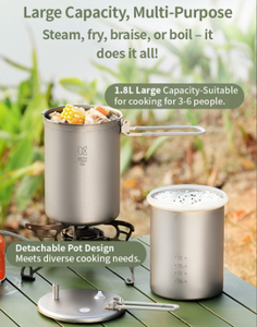 Juego de utensilios de cocina de titanio sostenibles modernos, ollas de Metal para acampar y <span class=keywords><strong>olla</strong></span> <span class=keywords><strong>a</strong></span> presión para acampar, senderismo, Picnic, cocina al aire libre - Product Image 6