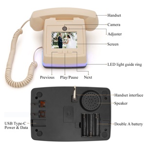 Téléphone de mariage 2-025 avec enregistreur vidéo et audio 1080P, Livre d'or audio et vidéo rétro, Livre d'or vintage, Téléphone antique - Product Image 4