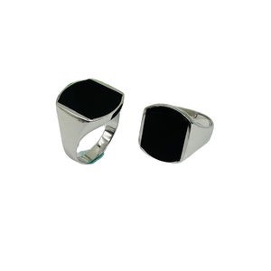 <span class=keywords><strong>KAAN</strong></span> JEWELRY Anello Moderno da Uomo in Argento 925 con Pietra Quadrata in Agata Nera Placcato in Rodio Elegante Gioiello Regalo - Product Image 4