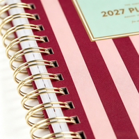 Agenda personnalisé 2027, couverture rigide à double spirale, carnet rayé, agenda personnalisé avec dorure à chaud, cadeau