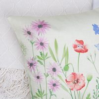 4 housses de coussin à ressort avec motif floral coloré de marguerites et d'oiseaux, adaptées à la décoration de la maison et de la terrasse extérieure