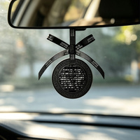 Diffuseur d'air rond de luxe pour voiture, parfum rechargeable pour rétroviseur, diffuseur d'intérieur élégant pour voiture avec ruban personnalisé