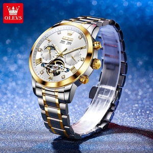 Envío Directo de Reloj de Lujo para Hombre, Nuevo, con Fase Lunar, Diseño de Rueda Volante Hueca, Mecánico Automático Exclusivo, Acero Inoxidable, Resistente al Agua 3BAR - Product Image 3
