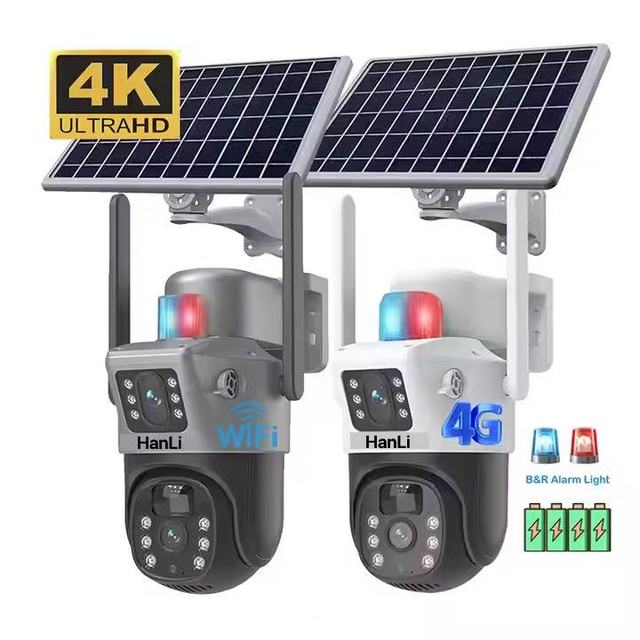 Factory Wholesale HL6 Solar Powered Security Dual Lens Wireless Outdoor 360-degree Rotation WiFi 4G Sim Card Solar Camera