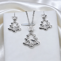 En gros, Ensemble de composants de bijoux DIY en forme de sapin de Noël, avec support vierge pour perles et broche en argent S925, pour colliers et boucles d'oreilles, destiné aux perles en vrac
