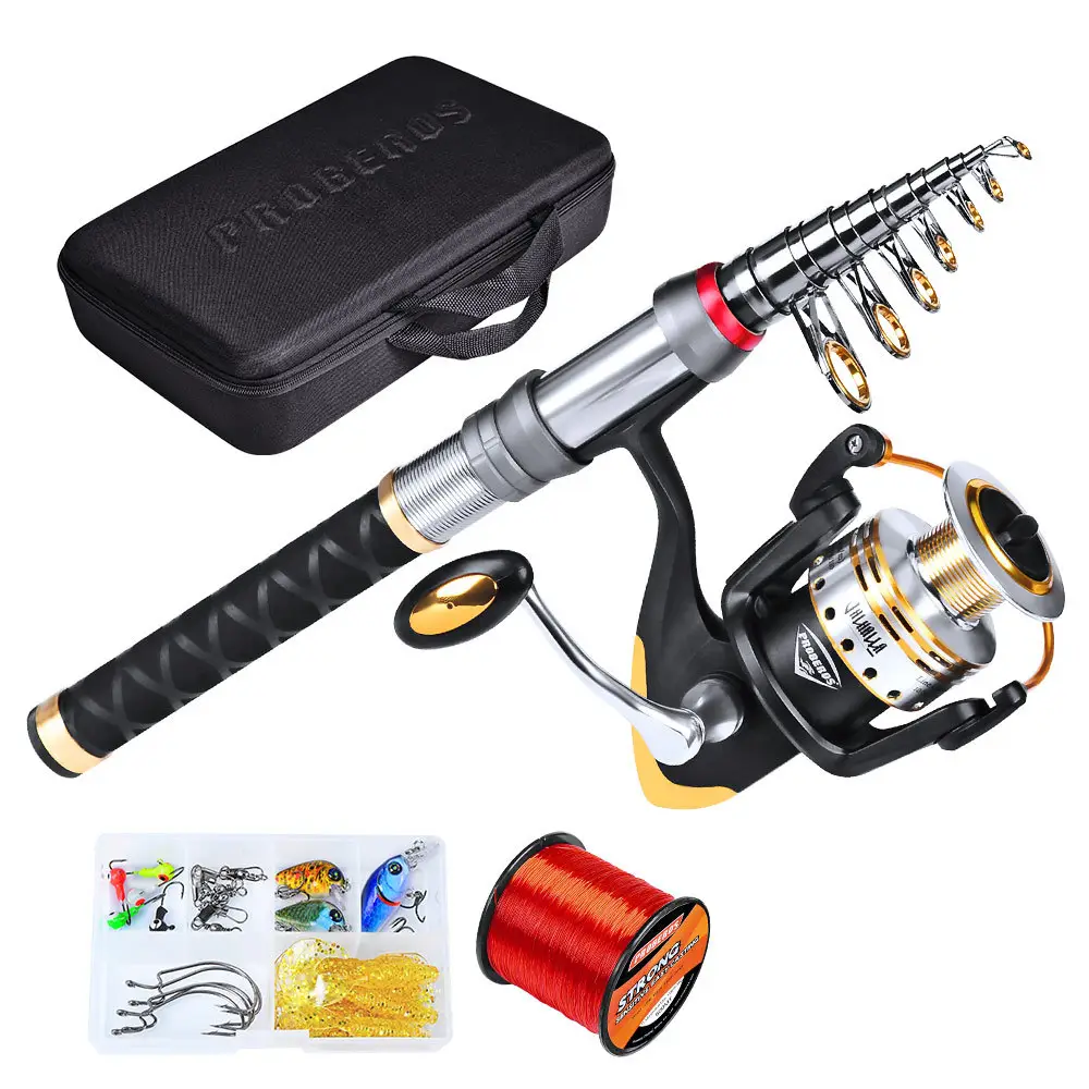 Hot sale Telescopic fishing rod and spinning reel line lure combo Fishing Rod set package fish kit for Beginners