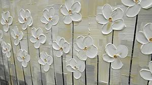 Hiện Đại Trắng handpainted 3D trắng hoa tường nghệ thuật <span class=keywords><strong>Canvas</strong></span> Acrylic sơn cho trang trí - Product Image 2
