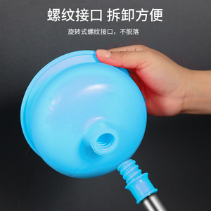 Toilet Plunger Blue PVC Cup With Stainless Steel Handle For Household Drain Cleaning - Product Image 3