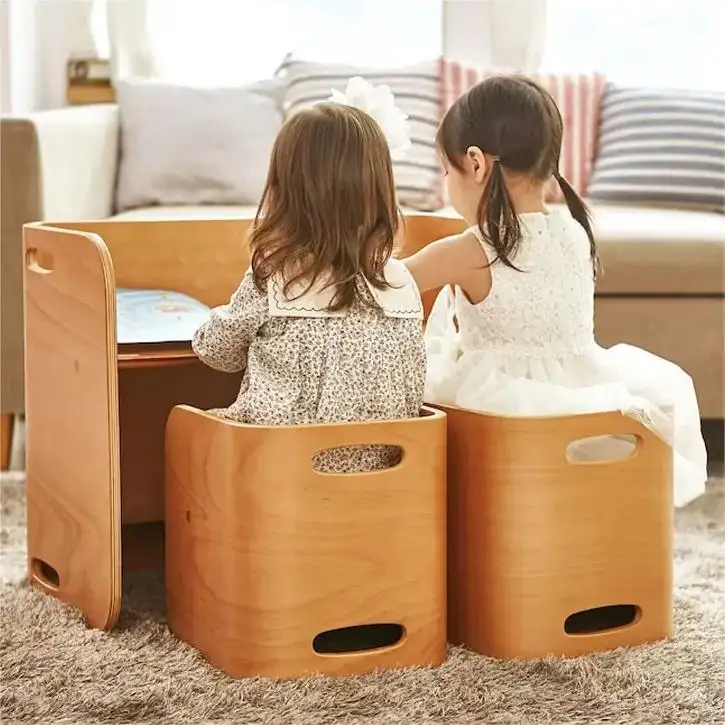 Kreş çocuk bakımı mobilya ahşap Montessori mobilya anaokulu masa sandalye