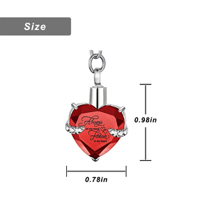 Heart with Birthstone and Angel Wing Pendant Memorial Key Chain Cremation Urn for <strong>Ashes</strong> <strong>Keepsake</strong> Key <strong>Ring</strong> Jewelry to Men Women - Product Image 2