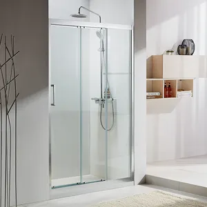 Kustom aluminium dibingkai kamar mandi kaca antigores 3 panel Shower partisi tiga pintu geser