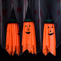 Décoration d'Halloween : Adorable citrouille en tissu à suspendre avec chapeau de sorcier et forme de fantôme – Petits accessoires d'intérieur effrayants