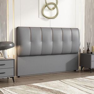 Upholstered <b>Headboard</b> Modern White Leather Look 5 Panel Design <b>Floor</b> <b>Standing</b> Bed Backrest For Bedroom Decor - Product Image 3