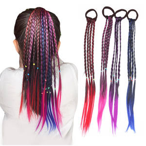 Venta al por mayor peluca trenza africana con banda de goma 15 pulgadas 4 hebras <span class=keywords><strong>pelo</strong></span> trenzado sintético <span class=keywords><strong>niñas</strong></span> extensiones de cola de caballo <span class=keywords><strong>Afro</strong></span> Twist trenza - Product Image 2