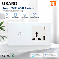 UBARO – interrupteur mural tactile intelligent WiFi et prise universelle Tuya Smart Life, fonctionne avec Alexa Google Assistant Home, ports USB A + C